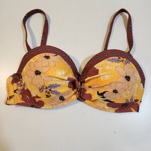 VENUS Floral Yellow Bikini Top Size 34C